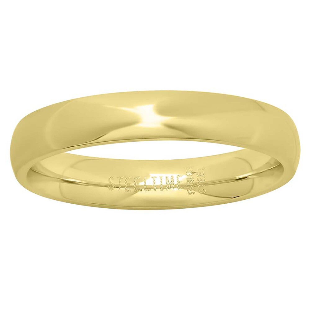 Stainless Steel Yello Dome Plain Wedding Anniversary 4mm SZ-13 Comfort Band Ring